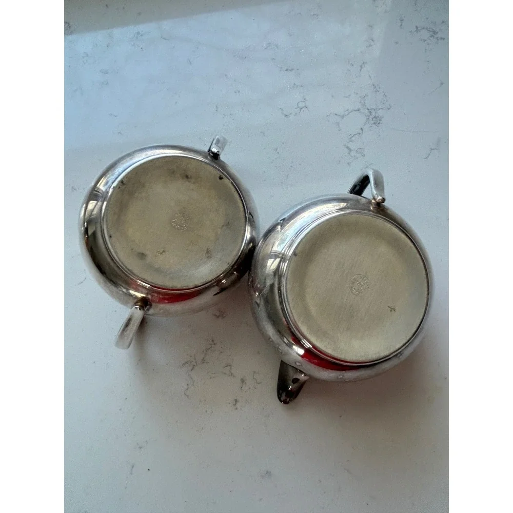 Vintage Silver‎ on Copper Sugar Bowl and Creamer Set Academy